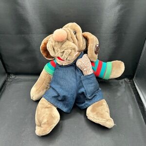 Vintage‎ Ganz Bros. Wrinkles Plush Dog Denim Overalls The Heritage Collection
